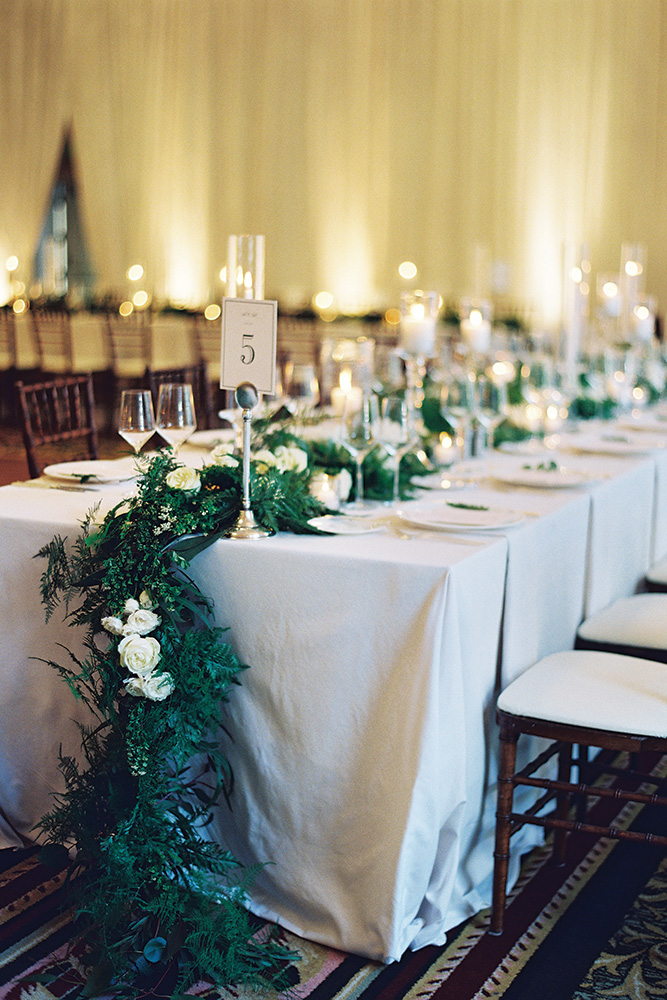 spring wedding leaf garland table runner