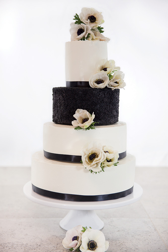 black and white wedding cake