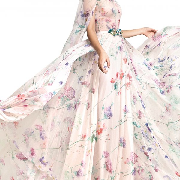 Floral wedding gown