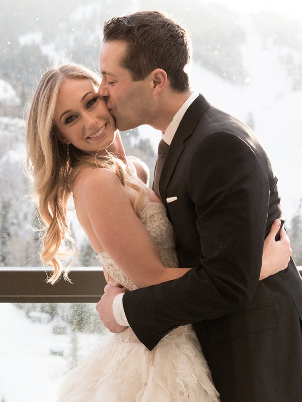 winter wedding bride and groom